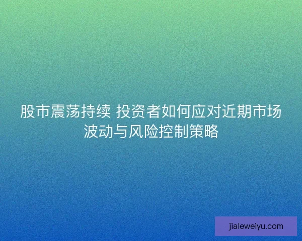 股市震荡持续 投资者如何应对近期市场波动与风险控制策略