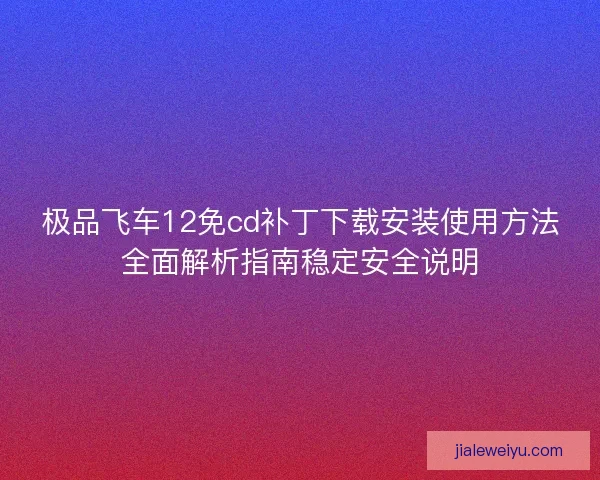 极品飞车12免cd补丁下载安装使用方法全面解析指南稳定安全说明
