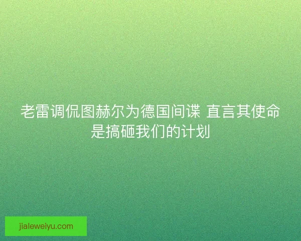 老雷调侃图赫尔为德国间谍 直言其使命是搞砸我们的计划