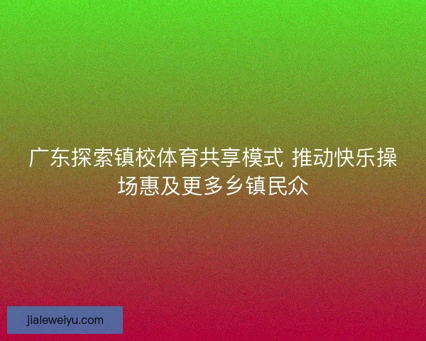广东探索镇校体育共享模式 推动快乐操场惠及更多乡镇民众 广东探索镇校体育共享模式 推动快乐操场惠及更多乡镇民众