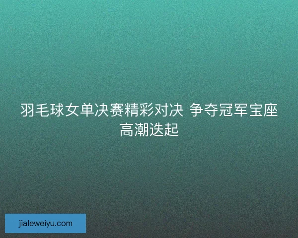 羽毛球女单决赛精彩对决 争夺冠军宝座高潮迭起